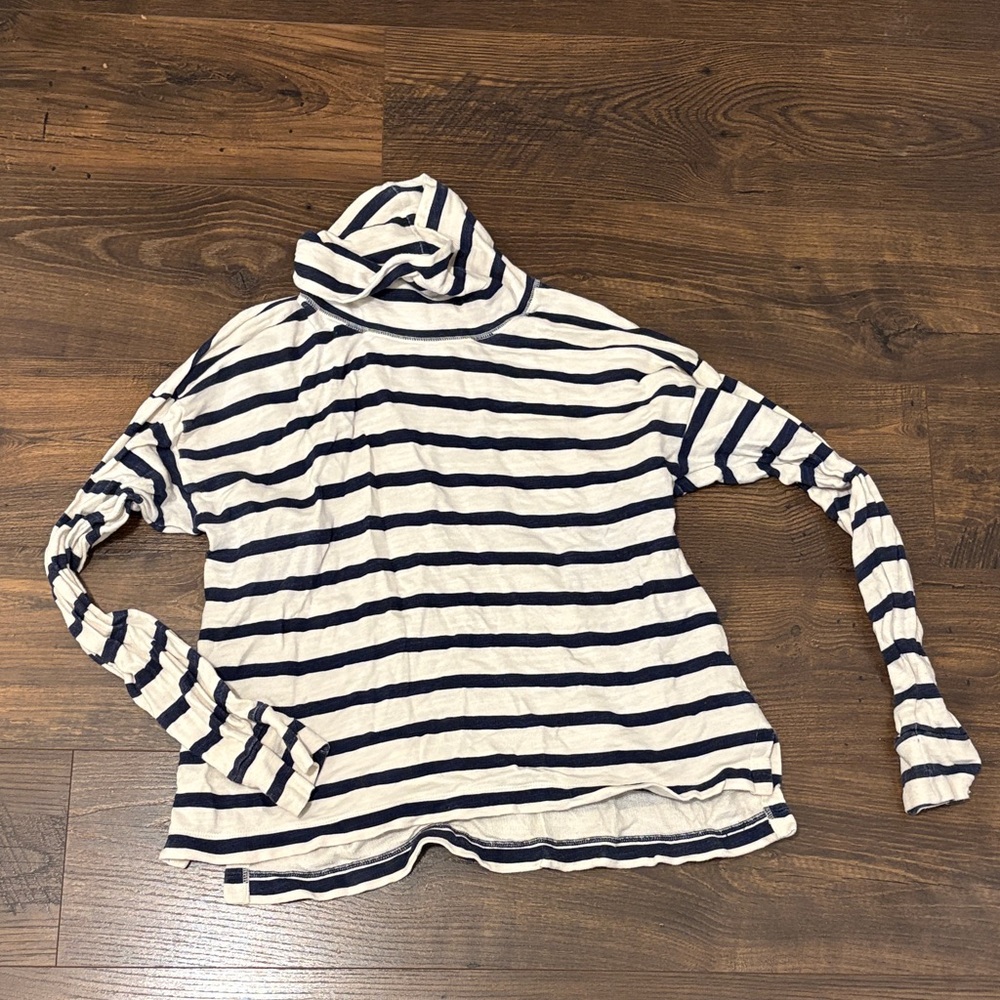 J. Crew Navy and Cream Striped Vintage Fleece